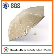 Top Quality Latest Parasol Print Logo solid color 3 folding umbrella